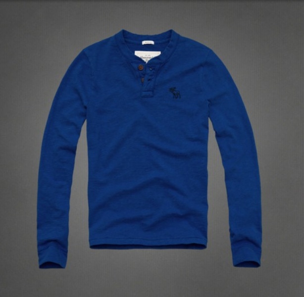 Abercrombie Fitch Hombres Ponte de pie de cuello Largo Remera AF6212